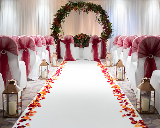 Oakley Court Windsor suite set up for an autumn wedding ceremony