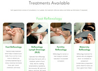 Screenshot of a webpage of Spear Wellbeing Clinic showcasing treatments offered, illustrated by Abi's branding photos