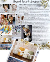 A photograph of a Vogue magazine page titled 'Vogue's Little Valentines' featuring several baby brands, including Isla & Fraser blanket photos taken by Abi