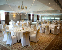 Conference suite dressed for a wedding reception at Macdonald Berystede Ascot
