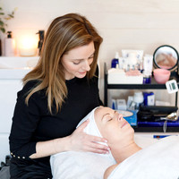 Woman having a facial
