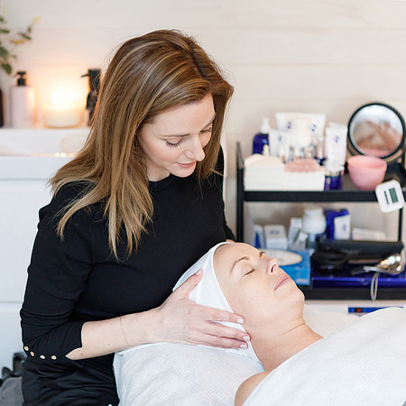 Woman having a facial