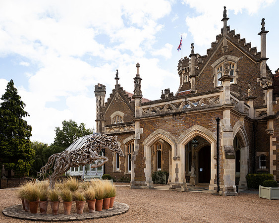 The front exterior of the gothic wedding venue Oakley Court
