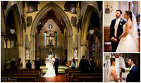 Collage of bride and groom saying their vows at St Edward's Church in Windsor