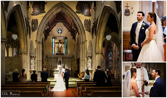 Collage of bride and groom saying their vows at St Edward's Church in Windsor