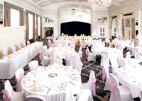 The inside of Castle Hotel Windsor's ballroom set up for a wedding reception