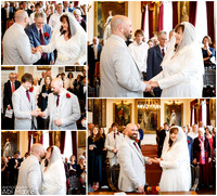 A collage of various moments during a wedding ceremony at Windsor Guildhall, captured in a relaxed and natural professional style