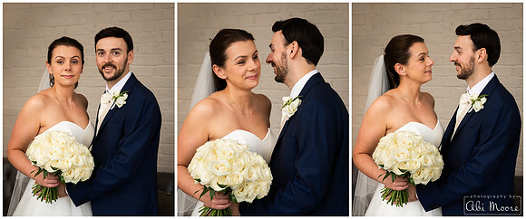 Collage of photos of bride and groom in the conservatory at The Compleat Angler Marlow