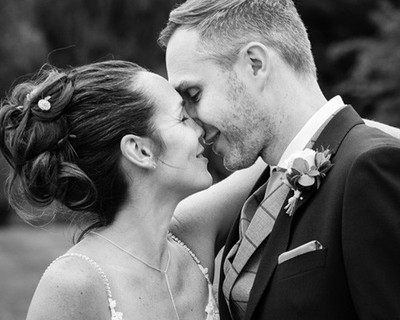 Wedding couple kissing