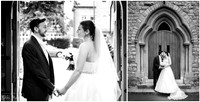 Bride & groom after their ceremony at the doors of St Edward's Church in Windsor
