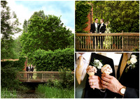 A collage of wedding portraits of a same sex couple after their ceremony