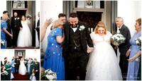 Bride and groom exit the White House at Beaumont Estate in Windsor to their guests throwing confetti