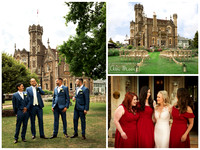 A collage of photographs from an outdoor wedding ceremony at Oakley Court hotel in Windsor