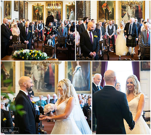 Collage of photos from a wedding ceremony in Windsor Guildhall