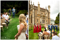 Bride awaits groom at oudoor wedding ceremony at Oakley Court Windsor