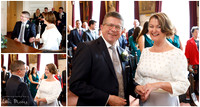 Collage of photos of bride and groom saying their vows and exchanging rings during their Windsor Guildhall wedding ceremony